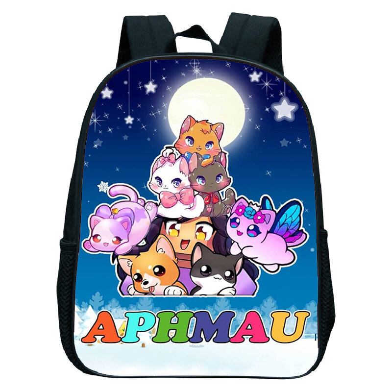 12 Inch Aphmau Family Print Backpacks Kids Cartoon School Bags Kindergarten Bag Boys Bookbag Funny Game Girls Backpack Mochlia
