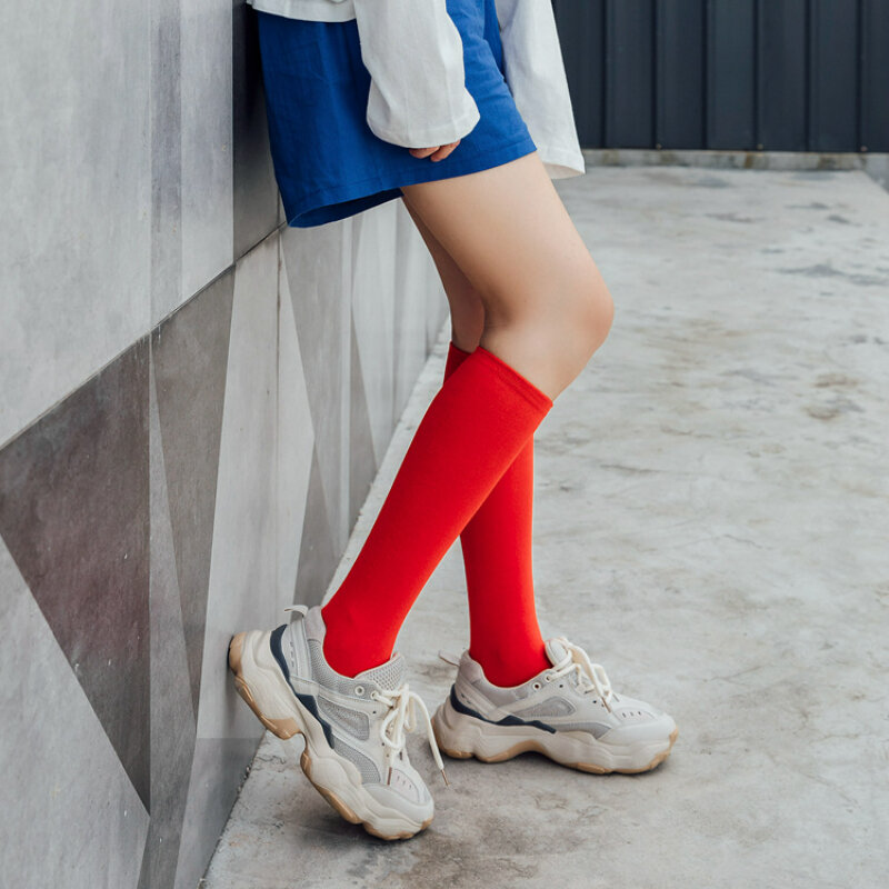 Новые японские однотонные носки Hyuna карамельных цветов, корейские студенческие длинные женские носки