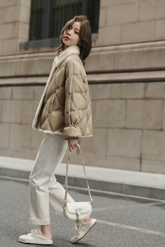 Winter Cotton Padded Jacket Women Korean Version Thick   Female Vintage Patchwork Imitation Mink Velvet Coat U945