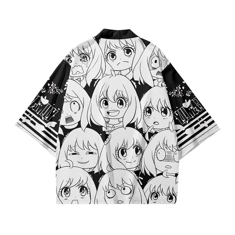 Baju Kimono 3d SPY×FAMILY Anya Gambar Cetak Anime Jepang Pakaian Jubah Atasan Lengan Tujuh Titik Wanita Pria Jaket Kardigan Lucu Kawaii