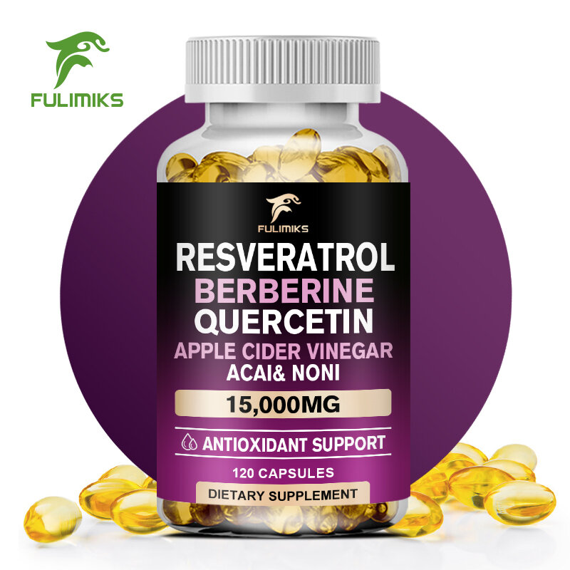 Resveratrol-cápsulas antioxidantes antienvejecimiento para mujeres y hombres, cápsulas de soporte Cardiovascular con n-acetil cisteina, 60/120 piezas