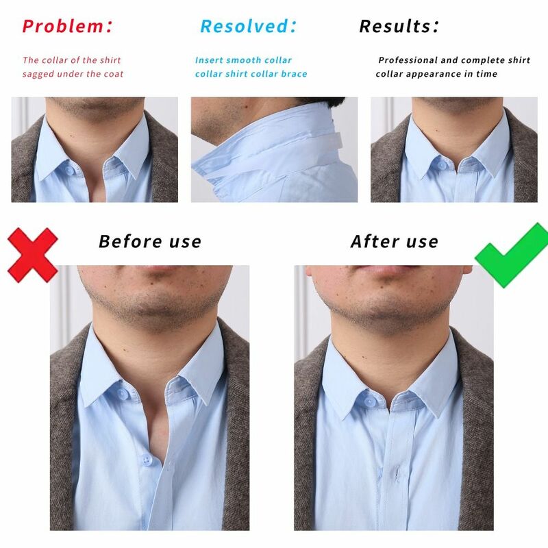 Ajustável Anti-Roll Fixed Shaper Collar, Shirt Tie Bundle Kit, Slick Shirt Support