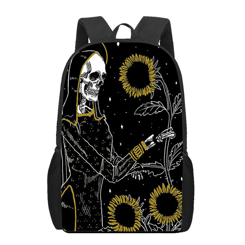 Death Tarot Skull Pattern Printed Backpack Girls Boys Kids Book Bag Teenager Casual Backpack Laptop Backpack Shoulder Rucksack