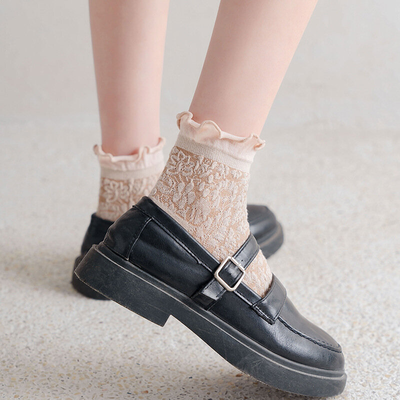 Носки-лодочки с плетеными краями в японском стиле, однотонные короткие женские хлопковые носки