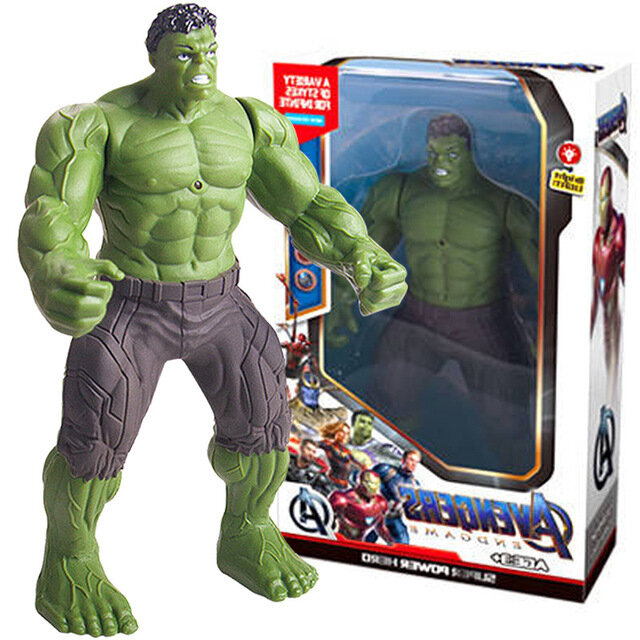 Marvel Avengers Spiderman Iron Man Hulk Superhero ตุ๊กตาขยับแขนขาได้ของเล่น Luminous Hand Movable เด็กคริสต์มาสของขวัญ