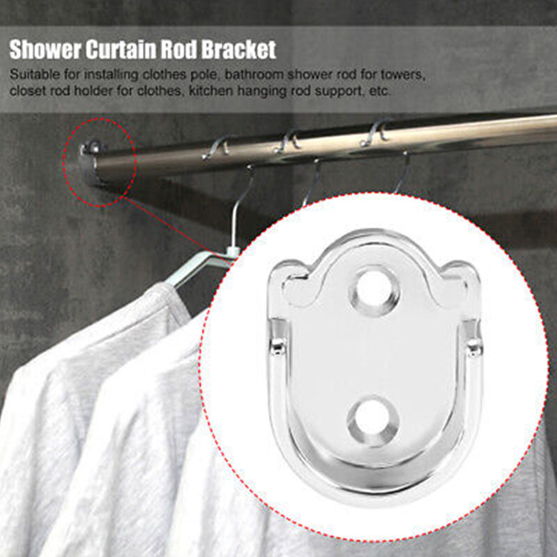 Soporte de barra de armario útil para ropa, soporte de barra de ducha, 16mm, 19mm, 22mm, 25mm, fácil de instalar, plateado