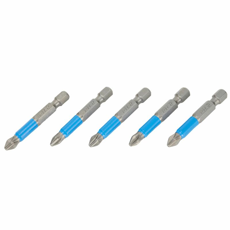 Utensili manuali punte per cacciavite 1/4 di pollice 50mm 5 pezzi punte per cacciavite a croce blu + argento antiscivolo durevole alta durezza