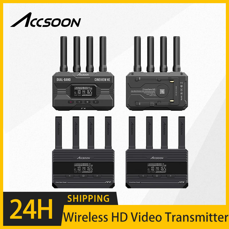 Accsoon-transmisor de vídeo HD inalámbrico, 1TX, 4RX, CineView HE/QUAD-Dual Band, 60ms, latencia, HDMI, monitoreo de entrada y salida, 4 dispositivos diferentes