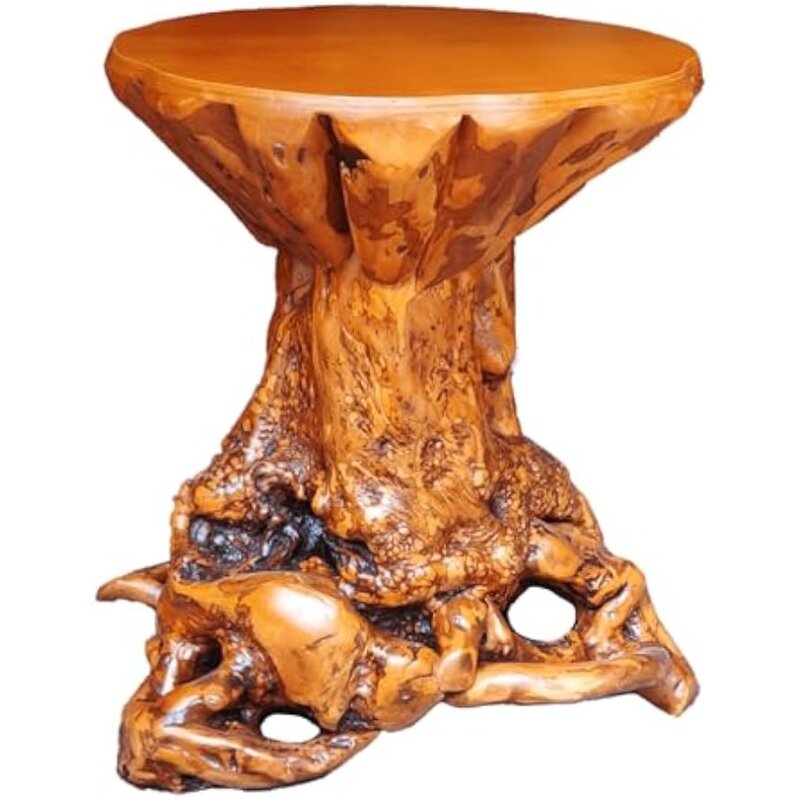 Mesa de centro rústica, tocón de árbol de Azalea, mesas de extremo de raíz, tronco de raíz de madera único, mesa de centro
