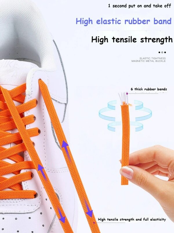 No tie Shoelaces Elastic Magnetic Shoe laces for Sneakers 24 Color Lazy Shoelace Lock One Size Fits All Kids Adult Fast shipping