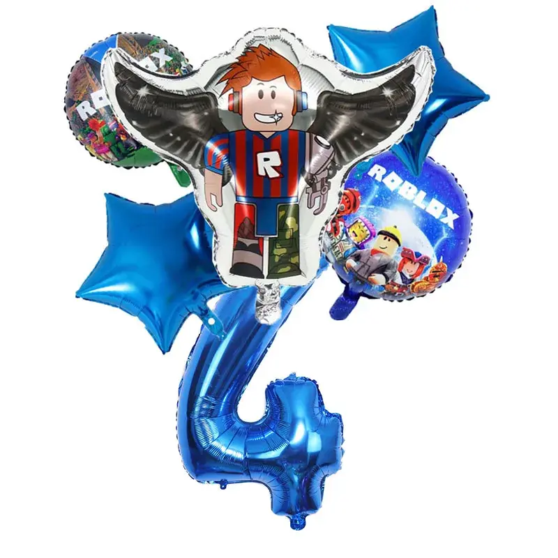 Set balon Roblox dengan angka, perlengkapan dekorasi pesta ulang tahun anak, mainan balon aluminium karakter kartun, hadiah anak