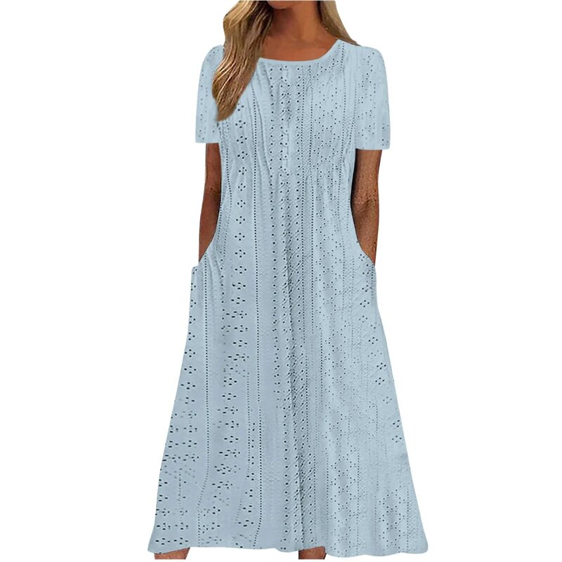 Women's Summer Casual  Sundress Fashion Loose Flowy  Midi-Dresses With Pockets Slim-Type Elegant Party Dress vestidos para mujer