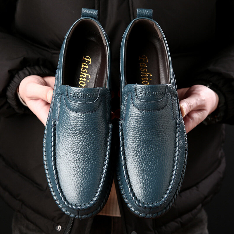 Mocassins en cuir italien pour hommes, chaussures décontractées à enfiler, chaussures italiennes faites à la main, chaussures de bureau, 202