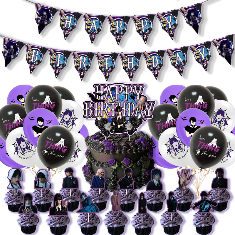 Day Addams Party Decoration videogioco Happy Birthday Banner Cake Flag Balloons Set Baby Shower Supplies regali per bambini Deco