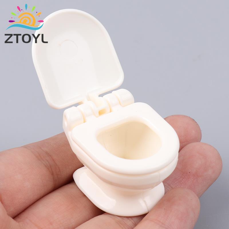 1:12 Dolls Accessories Vintage Dollhouse Furniture Bathroom Modeling White Toilet Doll House Miniature Baby Pretend Toys