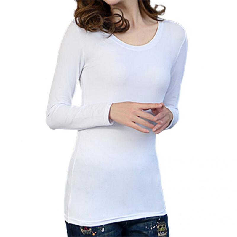Camisa de manga larga de fondo de Color sólido resistente al desgaste que combina con todo para citas