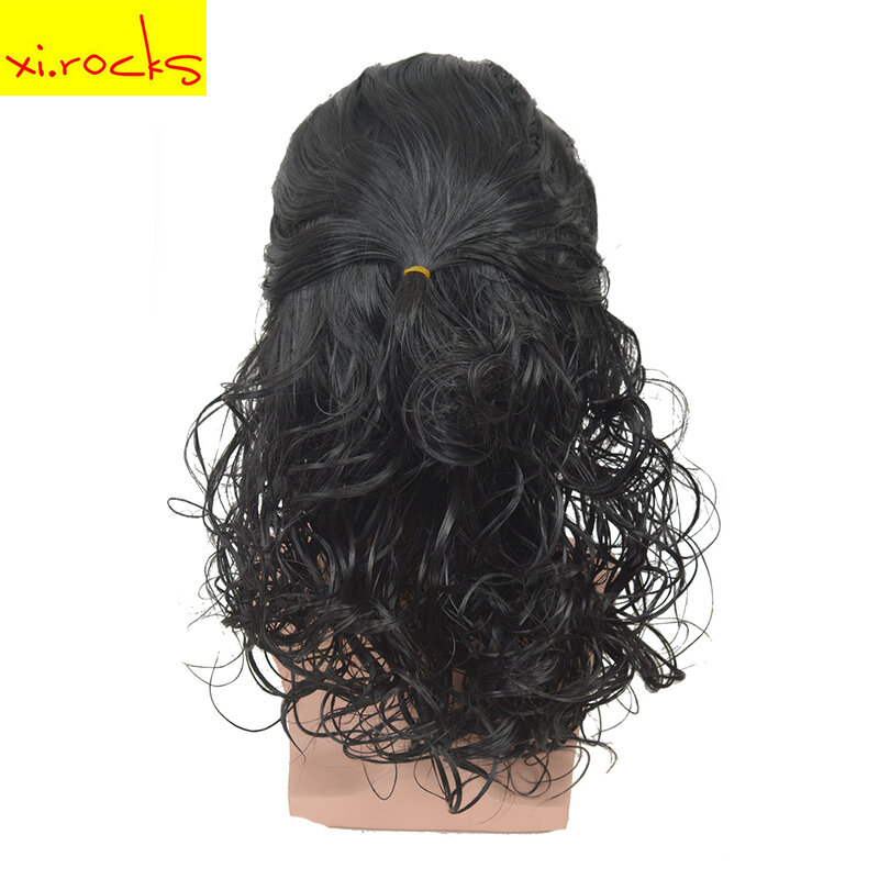 Xi-Rocks AD3499 Michael Jackson Cosplay Black Wig Michael Role Play Medium Long Curly  Hair  Halloween Cos Wigs