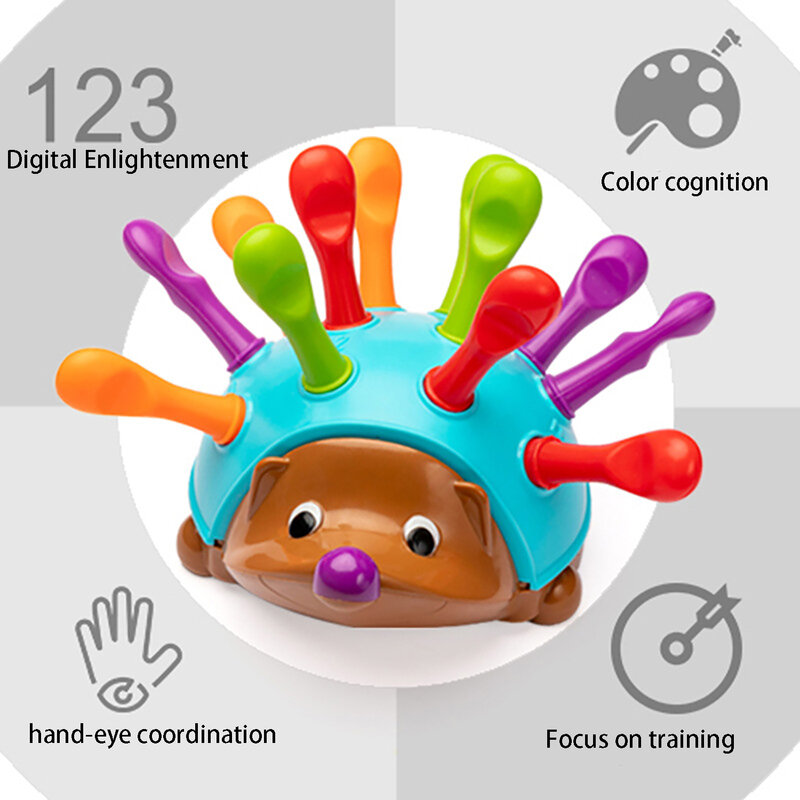 Puzzle do ouriço infantil, treinamento do bebê, foco do movimento fino, coordenação do olho da mão, brinquedos educativos iniciais