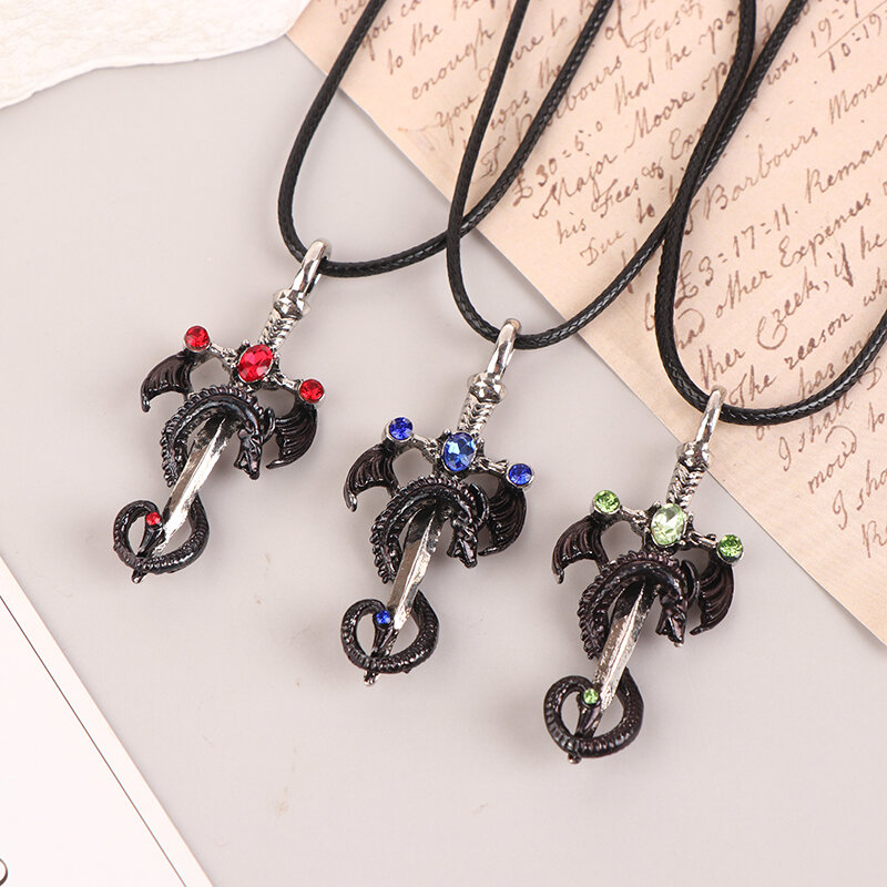 Retro Dragon Sword Pendant Necklace Fashion Exquisite Necklace Anime Jewelry Accessories