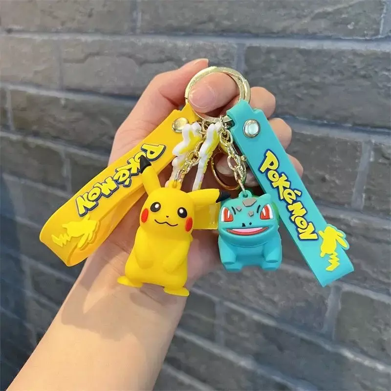 Pokemon Pikachu Keychain Anime Action Figure Toy Kawaii Cartoon Fashion Charmander Psyduck Doll Keyring Car Bag Pendant Kid Gift