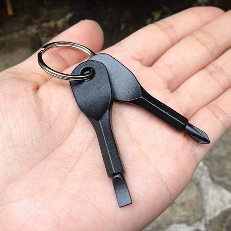 1pc 2 Schlüssel Edelstahl Schlüssel bund Taschen werkzeug Schrauben dreher Set edc Outdoor Multifunktion werkzeuge