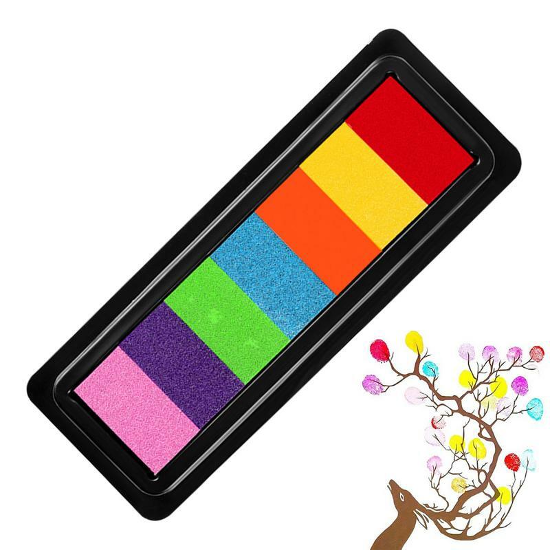 Colored Ink Pads 7 Colors Soft Sponge Stamp Pads Multifunctional Safe Finger Painting Graffiti Ink Pad Easy Clean DIY Crafts