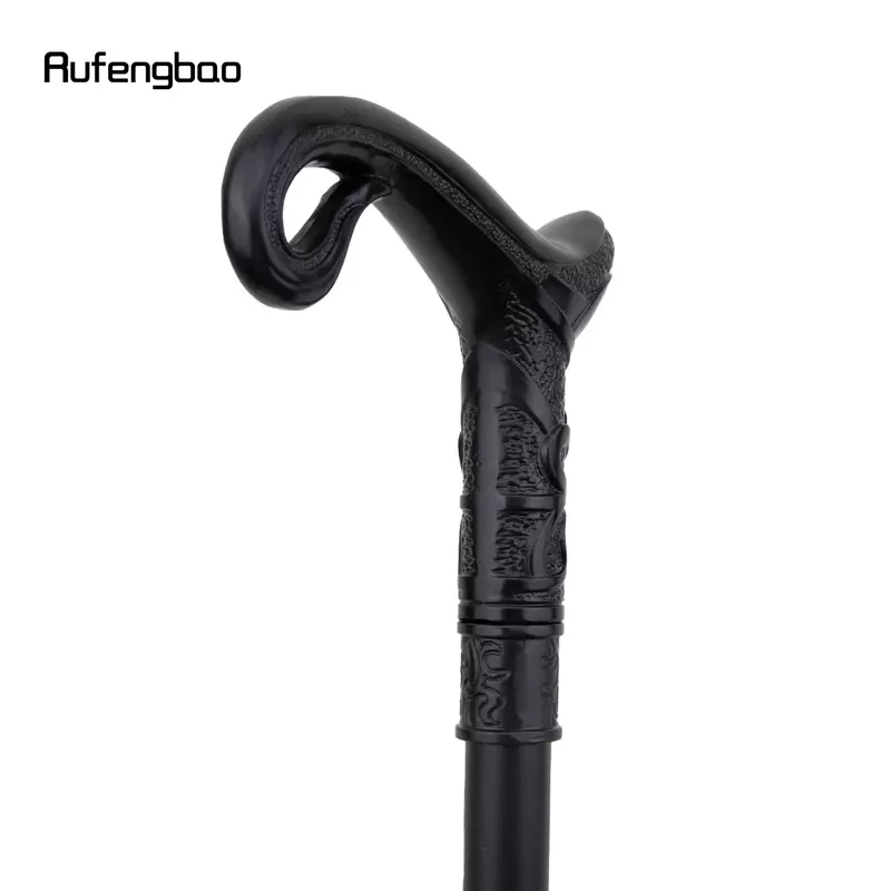 블랙 럭셔리 곡선 라인 타입 워킹 지팡이, 패션 장식 워킹 스틱, 신사 우아한 코스프레 지팡이 손잡이 크로시에 93cm