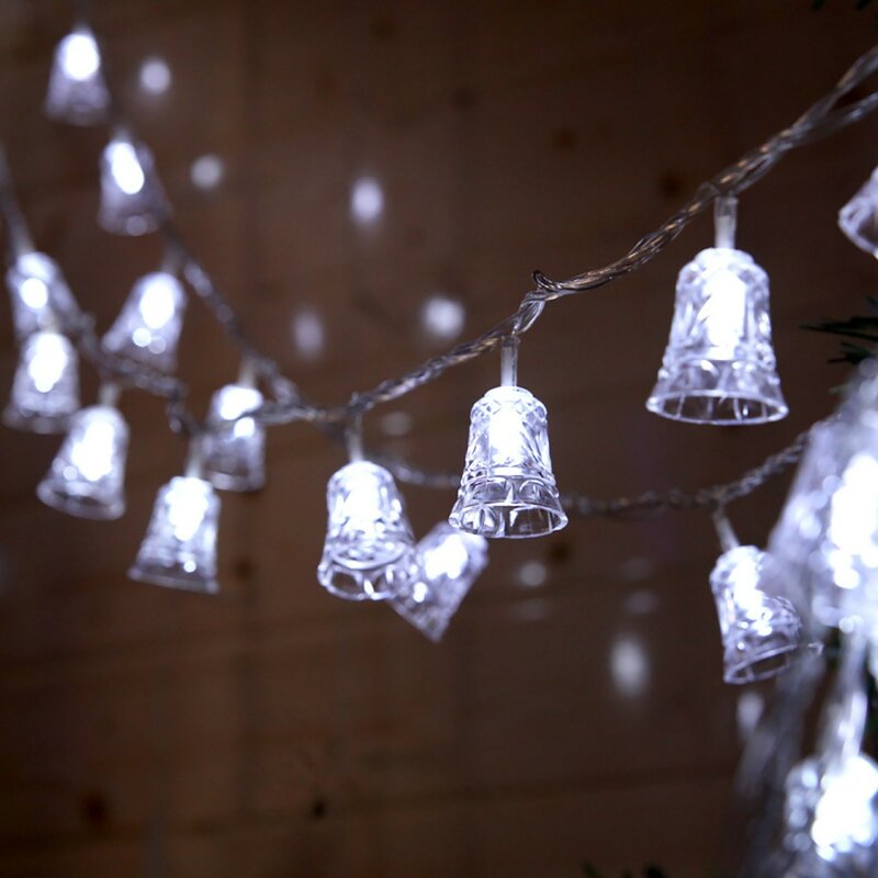 Mini guirnalda de campanas Led para Navidad, guirnalda de luces de hadas de 1,5 m, 3m, 6m, funciona con pilas, decoración de árbol de fiesta de Navidad para el hogar
