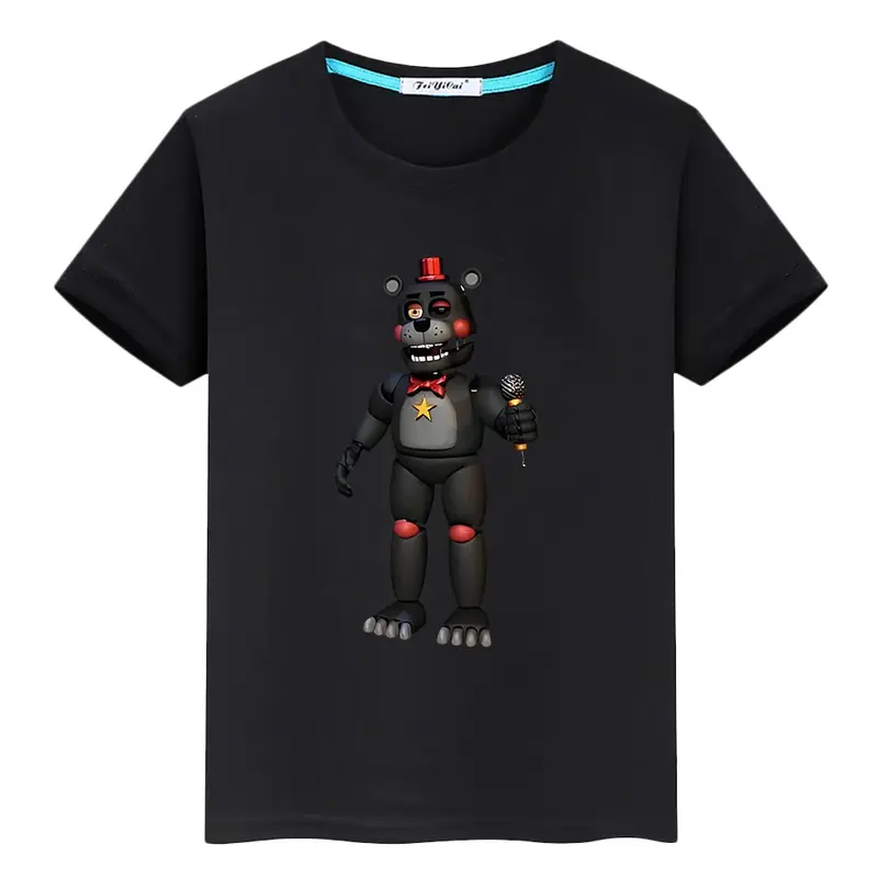 Fnaf Junge Sommer 100% Baumwolle kurzes T-Shirt y2k einteiliges Stolz T-Shirt Anime T-Shirts Cartoon Bär Kaninchen Print Tops Kinder Kleidung Mädchen