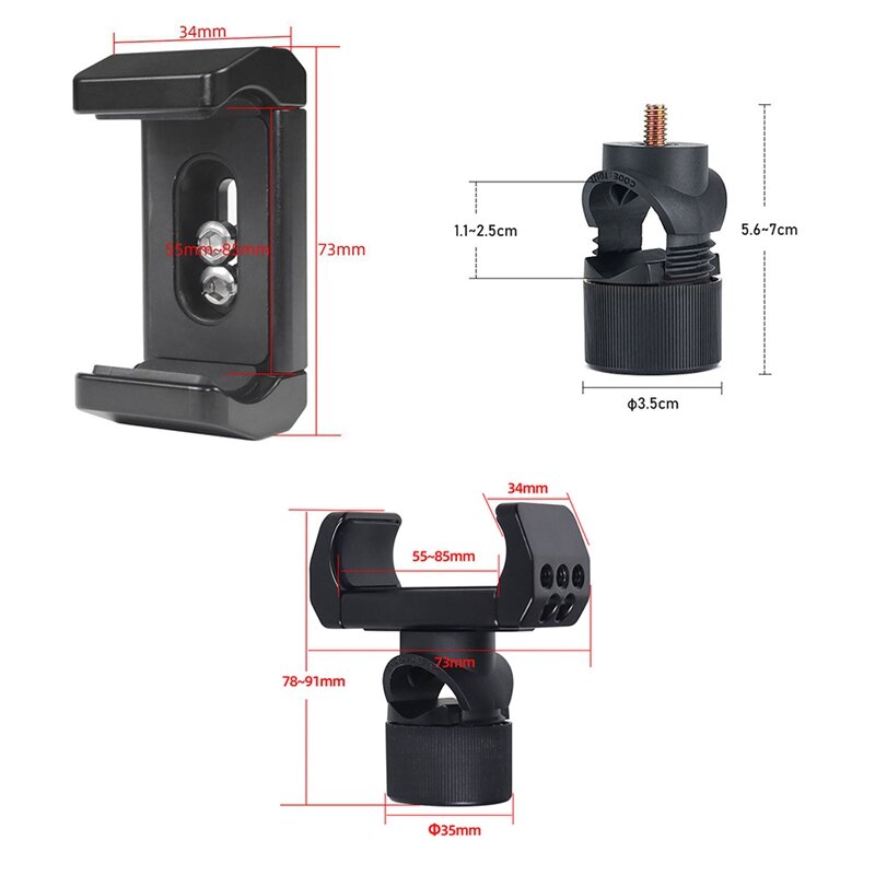 Подставка для фотосъемки с креплением на перекладину для мобильного телефона с креплением на Алюминиевый зажим для телефона 1/4 адаптер кронштейн