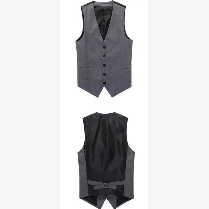 Chaleco de traje de una sola botonadura para hombre, chaleco informal de negocios Formal, ajustado, de gama alta, color gris y negro, talla grande 7XL