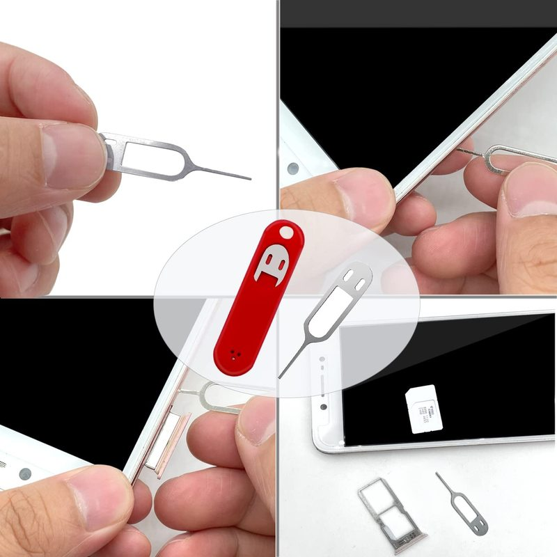 1-5 buah Pin jarum pelepas kartu SIM & antihilang nampan jimat gantungan kunci cincin pemisah kartu SIM ponsel casing penyimpanan alat Ejecter jarum