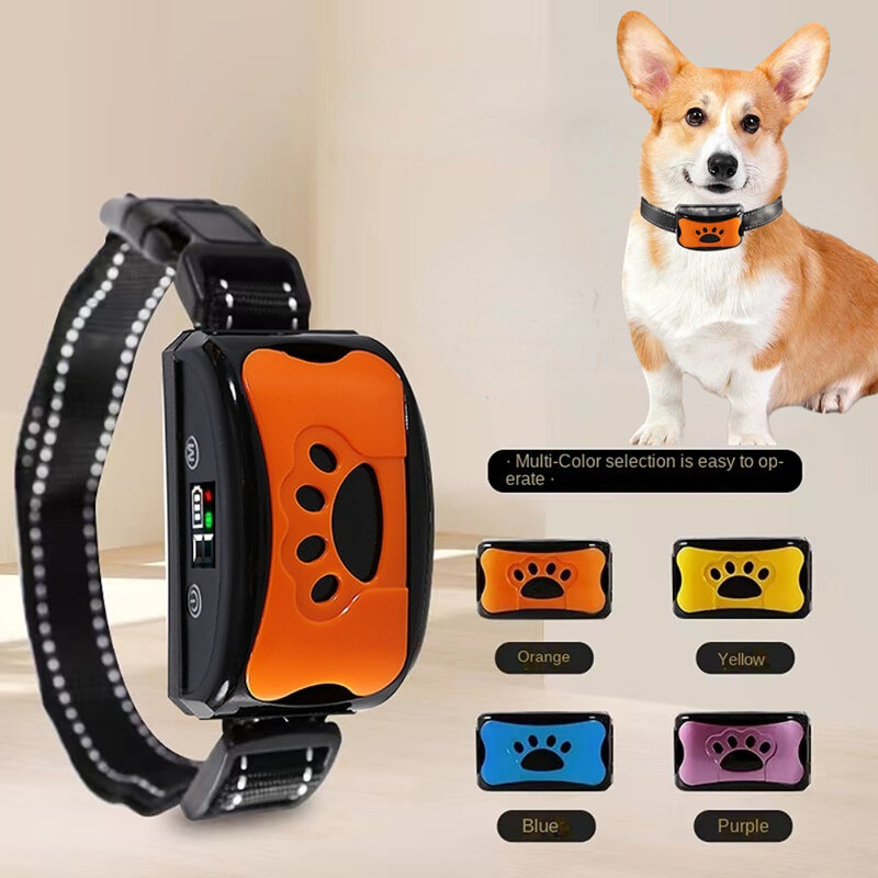 ปลอกคอสุนัขไฟฟ้าอุปกรณ์ฝึกสุนัขสุนัขสุนัขสัตว์เลี้ยงป้องกันการเห่าแบบชาร์จไฟ USB ได้อุปกรณ์ฝึกสุนัขเห่า