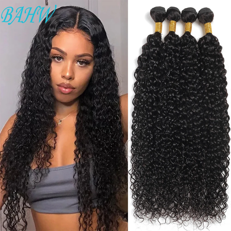 BAHW 12A Mongolian Hair Water Wave Hair Bundles Wholesale Price Natural Color 100% Virgin Human Hair Extensions For Black Women