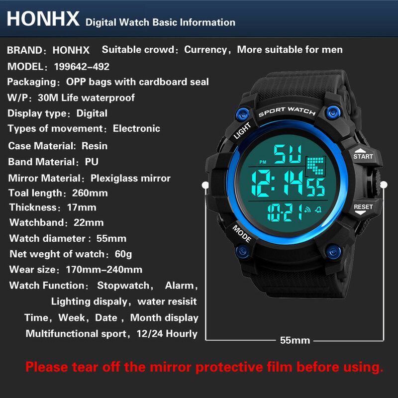Jam tangan Digital Analog pria, arloji militer olahraga LED tahan air klasik indah untuk lelaki Reloj Hombr