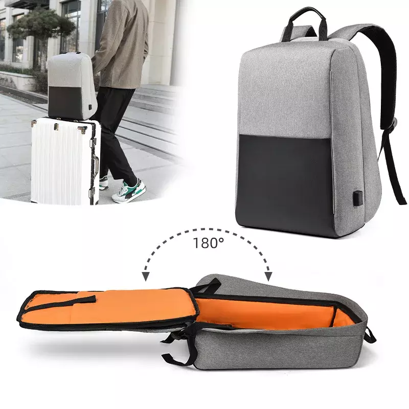 กระเป๋าเป้สะพายหลังสำหรับผู้ชาย, กระเป๋าเป้สะพายหลังขนาด15.6นิ้วพร้อมที่ชาร์จ USB สำหรับใส่ทำงานในสำนักงาน