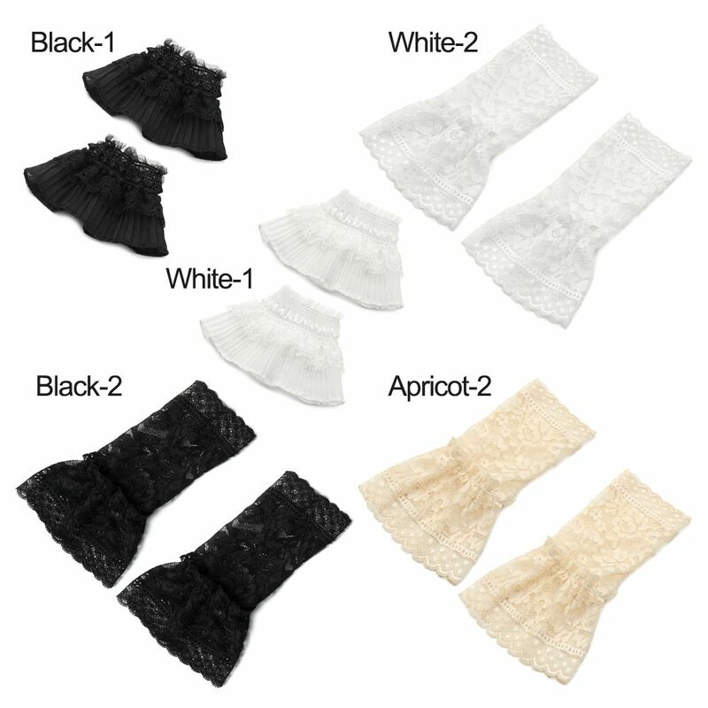1Pair Universal Gloves Scar Cover Arm Cover Detachable Sleeve Cuffs Fake Sleeve Lace Cuffs Ruffles Elbow Sleeve