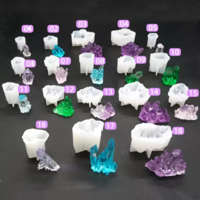 Molde de resina epoxi de silicona con forma de piedra de racimo de cristal DIY, herramienta de joyería, accesorios de joyería