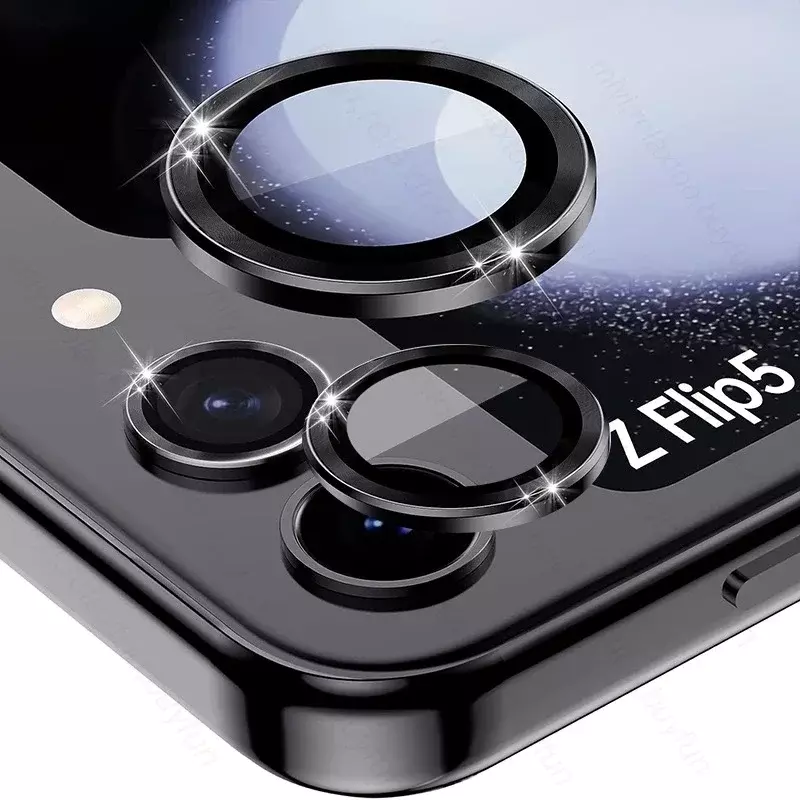 9D penutup pelindung kamera kaca Tempered melengkung untuk Samsung Galaxy Z Flip5 Flip 5 5G tutup lensa cincin Matel Samung Samsun ZFlip5 Z5