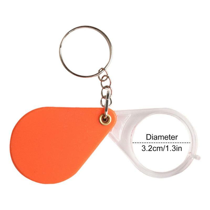 Keychain Magnifying Glass Small Handheld Folding Magnifier Portable  Small Handheld Orange Magnifying Lens For Old People Home
