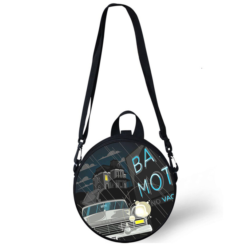 Детская сумка Bates Motel для детского сада, сумки через плечо с 3D принтом для школы, женские круглые мини-сумки, прочная сумка