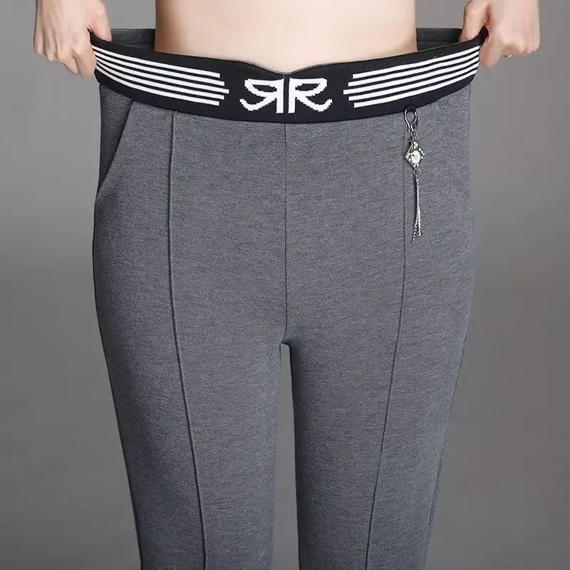 FJZå-Pantalon évasé taille haute pour femmes, mode coréenne printemps-automne, poches simples solides, slim polyvalent décontracté