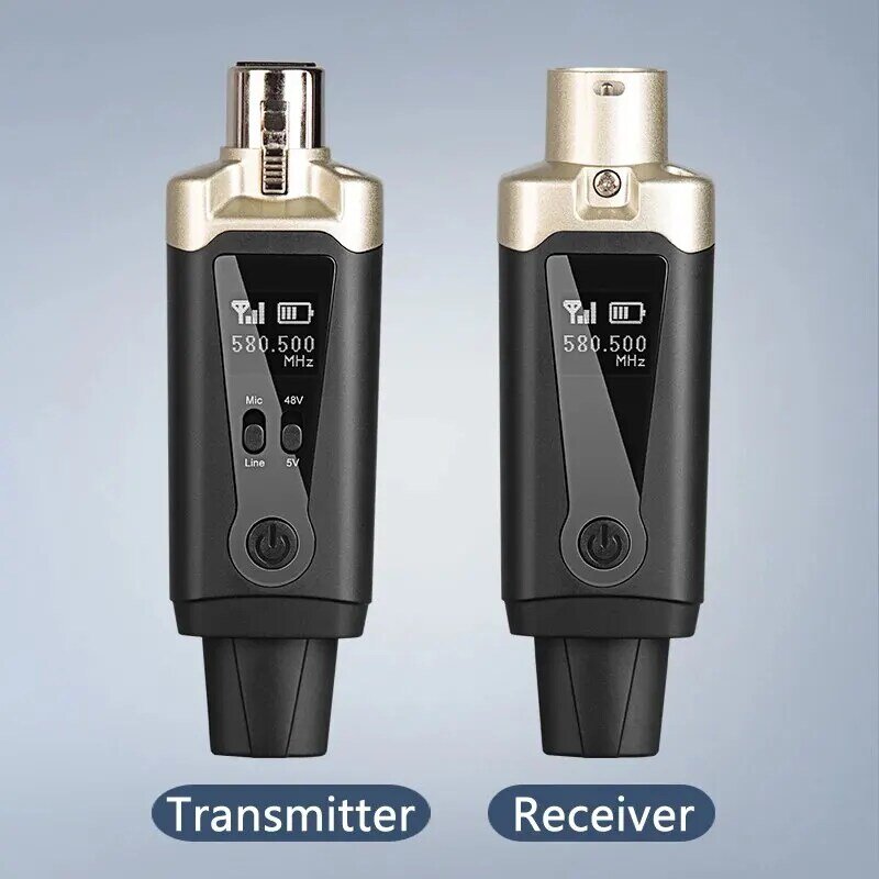 Wireless Microphone System XLR Mic Converter Adapter UHF Automatic Transmitter Setup For Condenser Dynamic Mic