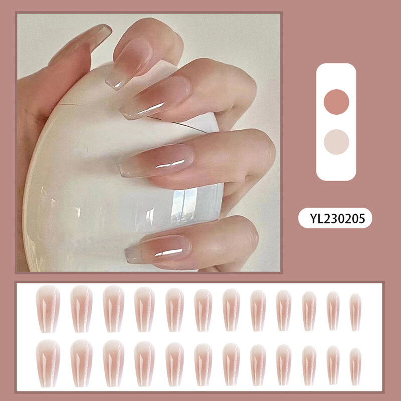 Elegant Glossy Press-on Nail Gentle Color Removable Resin Artificial Nail for Salon Expert and Naive Women