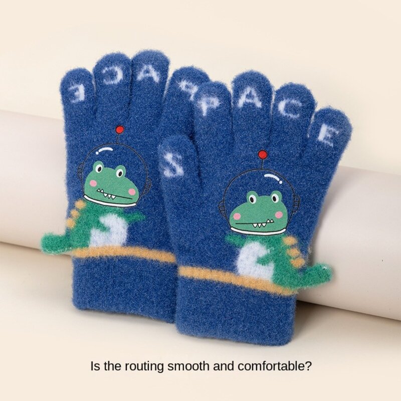 Acrylic Fiber Children's Knitted Gloves Colorful Lovely Cartoon Winter Warm Gloves Printing Cartoon Printed Gloves