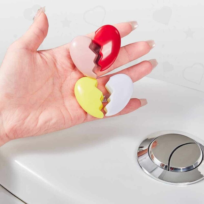 Prensa de inodoro en forma de corazón roto, Protector de uñas, botón de descarga de tanque colorido, autoadhesivo, suministros de baño