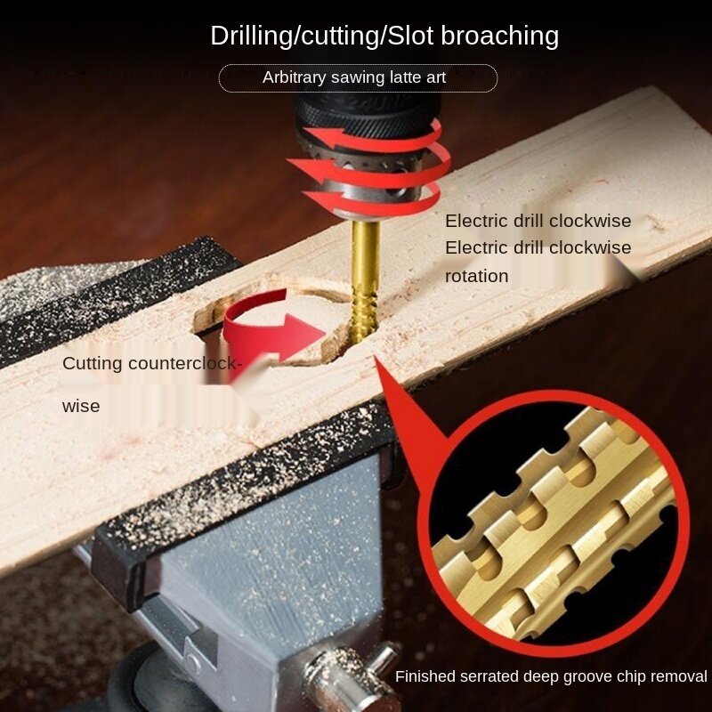 6pc Drill Bit Set HSS Steel Titanium Coated Twist Drill Bit Woodworking Tool for Wood Cutting Drilling Polishing Household drill