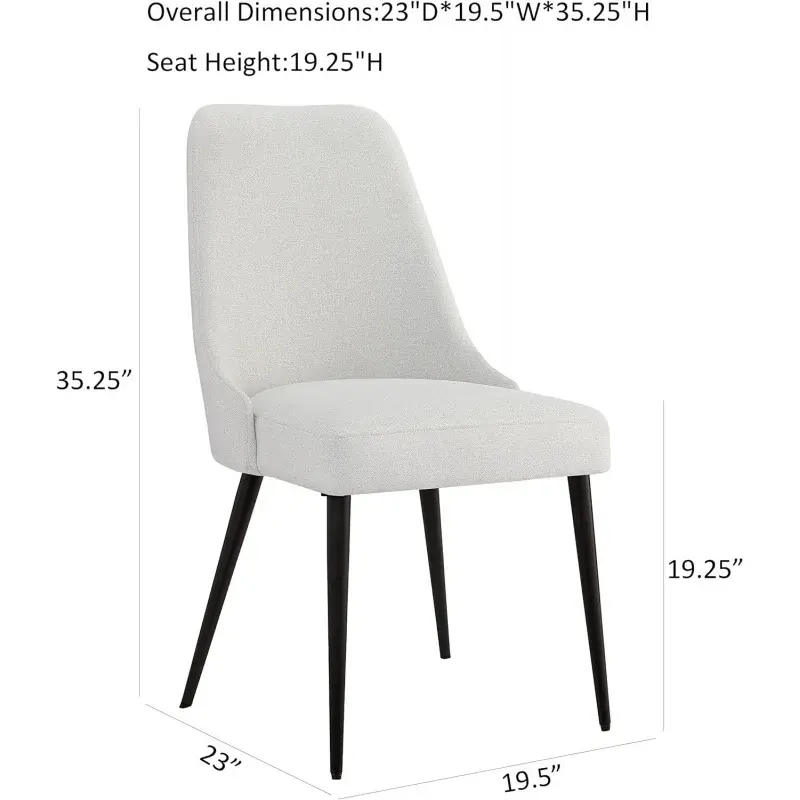 Ball & Cast solutions.com-Ensemble de 2 chaises de cuisine et de bureau avec pieds en métal, ivoire