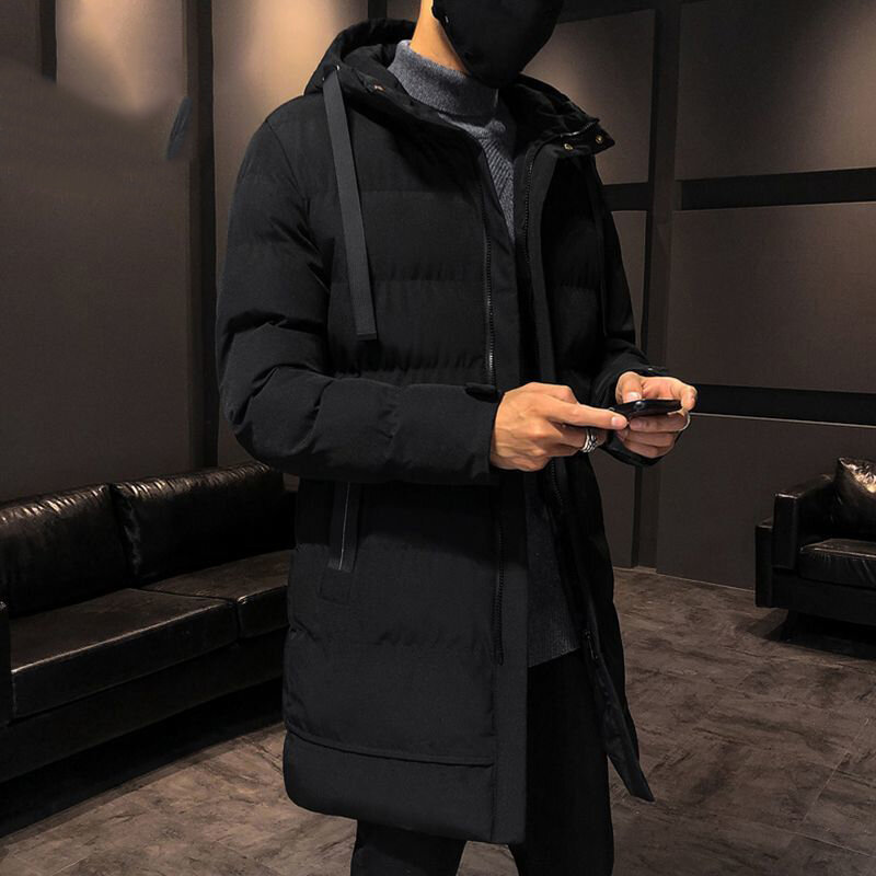 Jaqueta acolchoada de luz preta masculina, casaco de inverno masculino, jaquetas de comprimento médio juvenil, quente, quente, frio, frete grátis