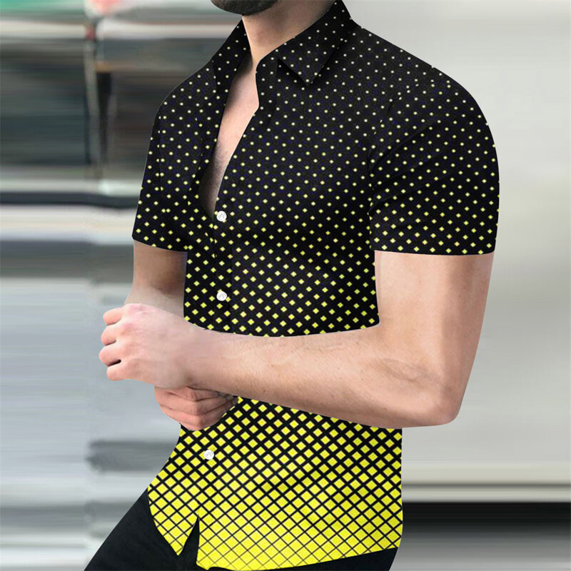 男性用半袖サマーシャツ,デジタルプリントブラウス